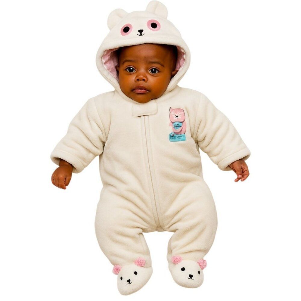 0-3 Bunting SNOWSUIT Carter's Child of Mine Plush Winter Coat Pink Girls WHITE